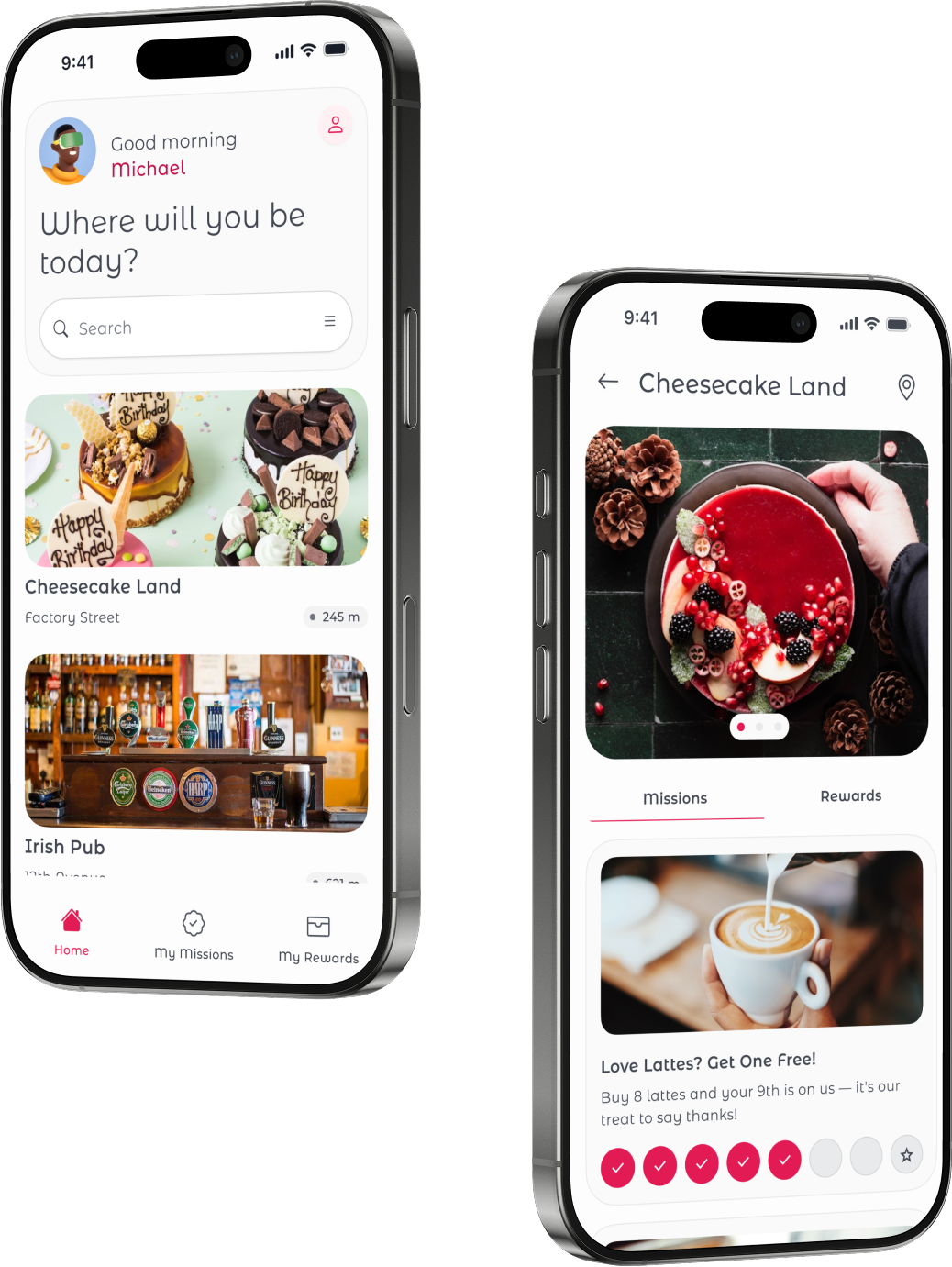 Cheers - digital loyalty marketplace app's home and store list images